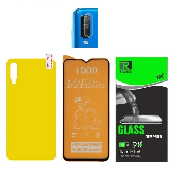 محافظ صفحه نمایش مات وپشت گوشی روبیکس مدل CR-A50مناسب برای گوشی موبایل سامسونگ Galaxy A50 به همراه محافظ لنز دوربین