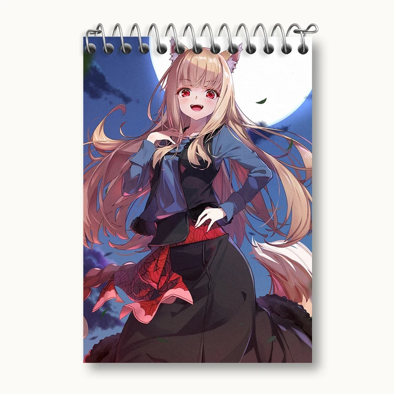 دفتر یادداشت 50 برگ خندالو مدل هولو انیمه ادویه و گرگ کد 36139