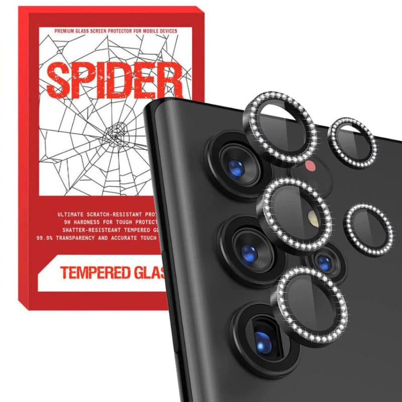 محافظ لنز دوربین اسپایدر مدل Diamond Lens مناسب برای گوشی موبایل سامسونگ Galaxy S24 Ultra
