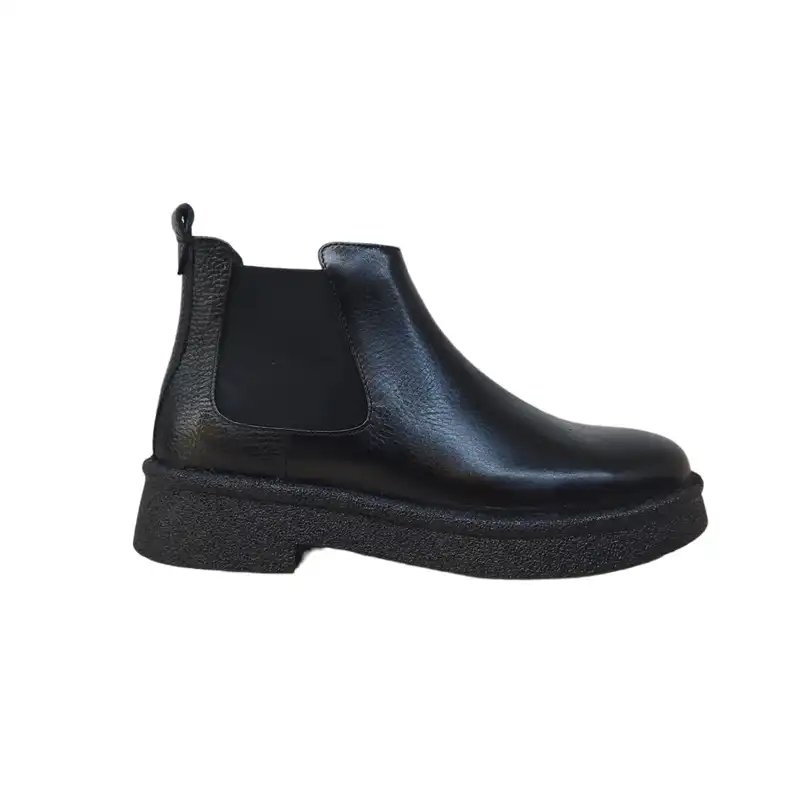 نیم بوت زنانه مدل فــــــرانک پفکی چرم طبیعی رنگ مشکی