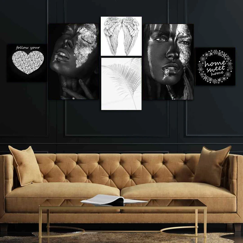 تابلو شاسی بکلیت طرح چهره و قلب سیاه مدل SH-388 مجموعه 6 عددی