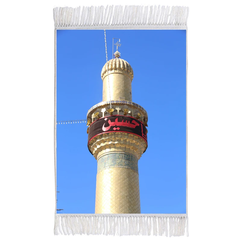 فرش ماشینی دیوارکوب اطلس آبی مدل گلدسته کد T4090