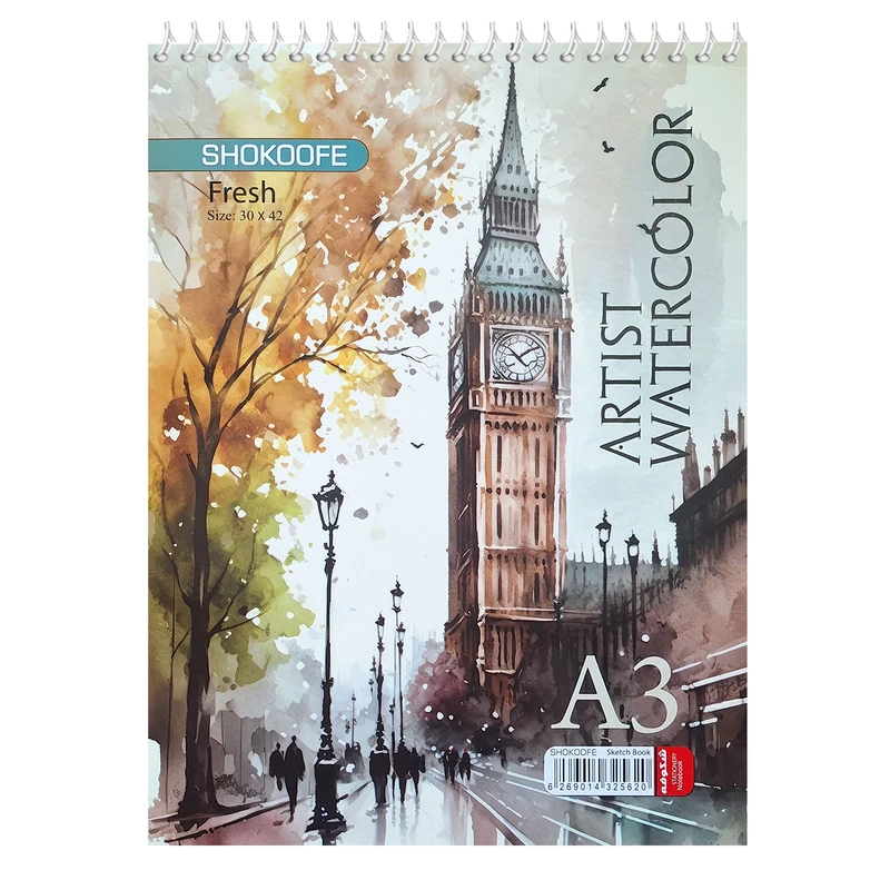  دفتر نقاشی 10 برگ شکوفه مدل آبرنگی طرح A3-Big Ben