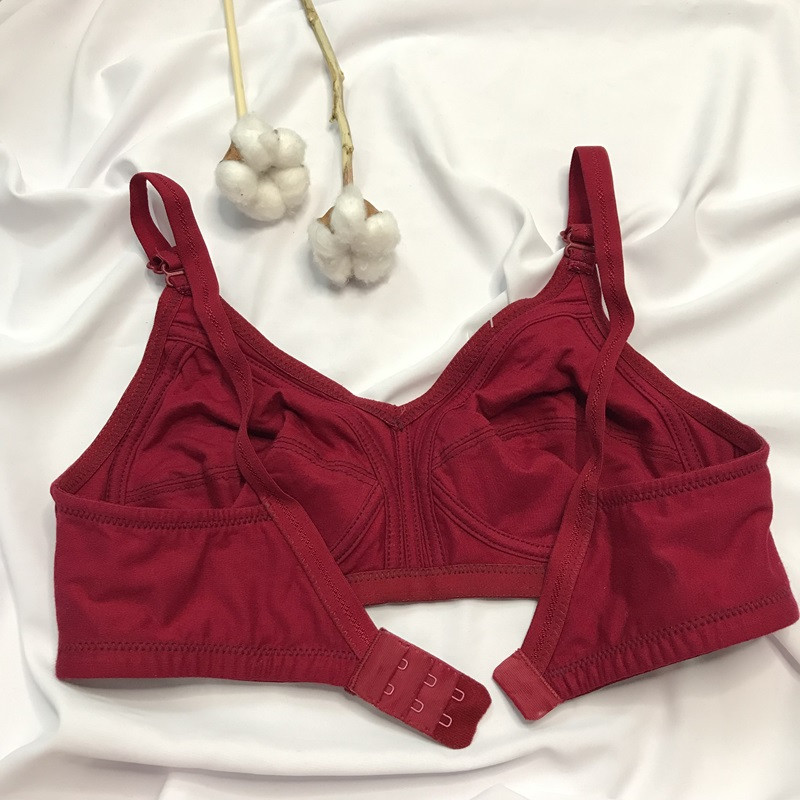 سوتین زنانه شارمین مدل نخی دور بسته رنگ زرشکی