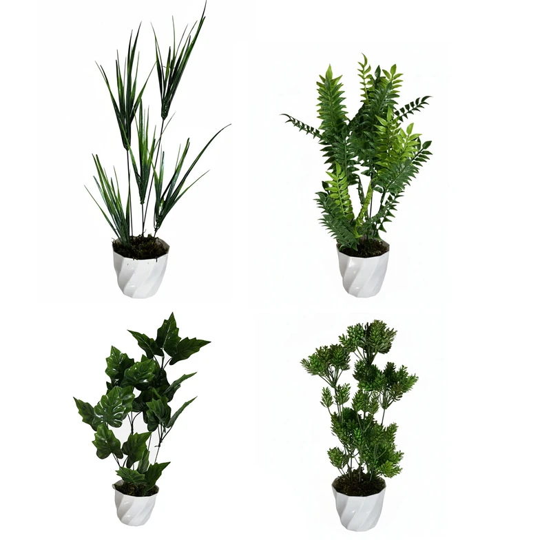 گلدان به همراه گل مصنوعی مدل 5 شاخه کد 88 مجموعه 4 عددی