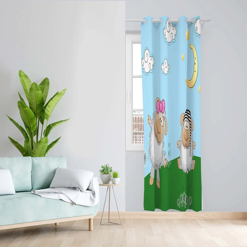 پرده طرح کودک مدل مخمل پانچی کد 4909b z سایز 140x200 سانتی متر