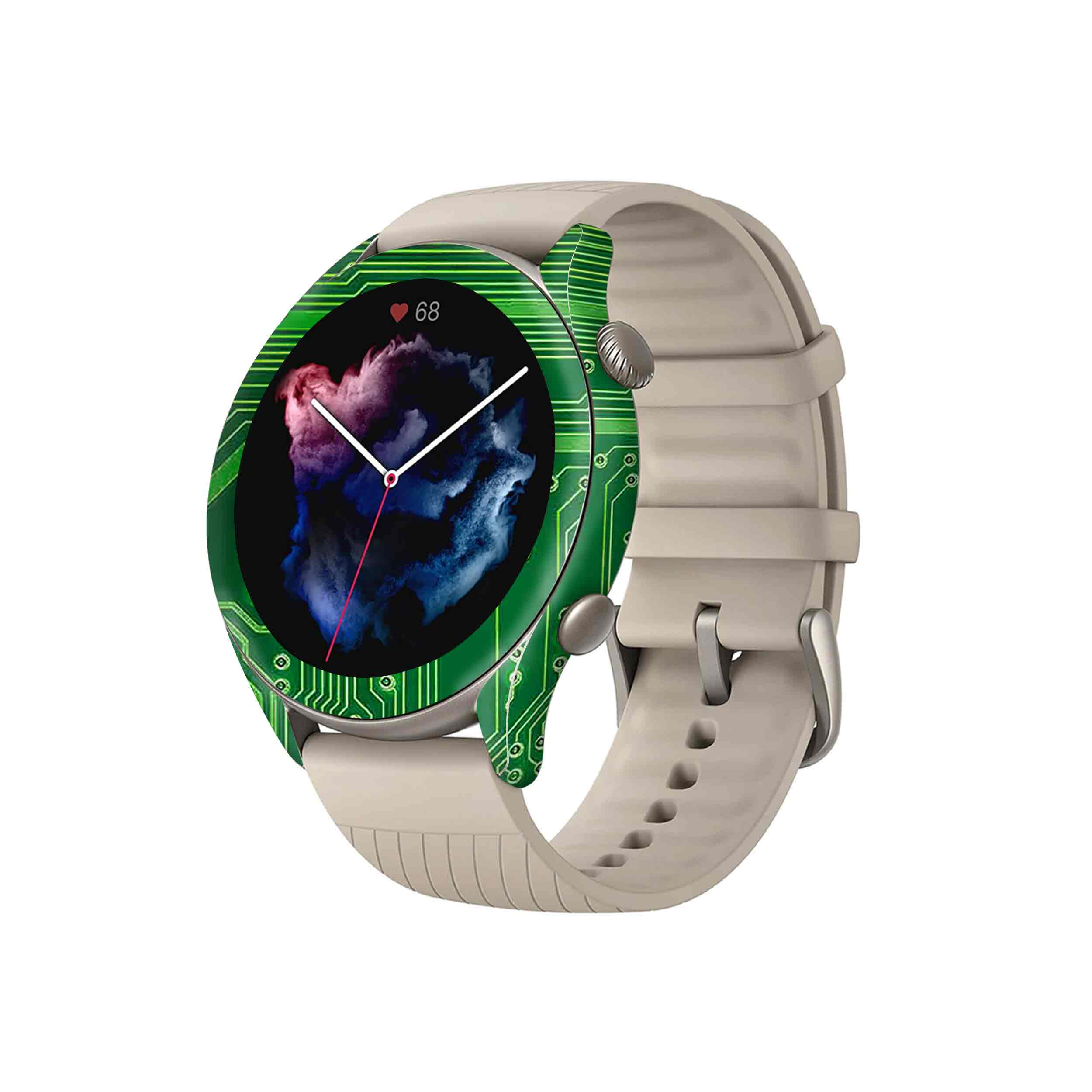 برچسب ماهوت طرح Green-Printed-Circuit-Board مناسب برای ساعت هوشمند آمازفیت GTR 3