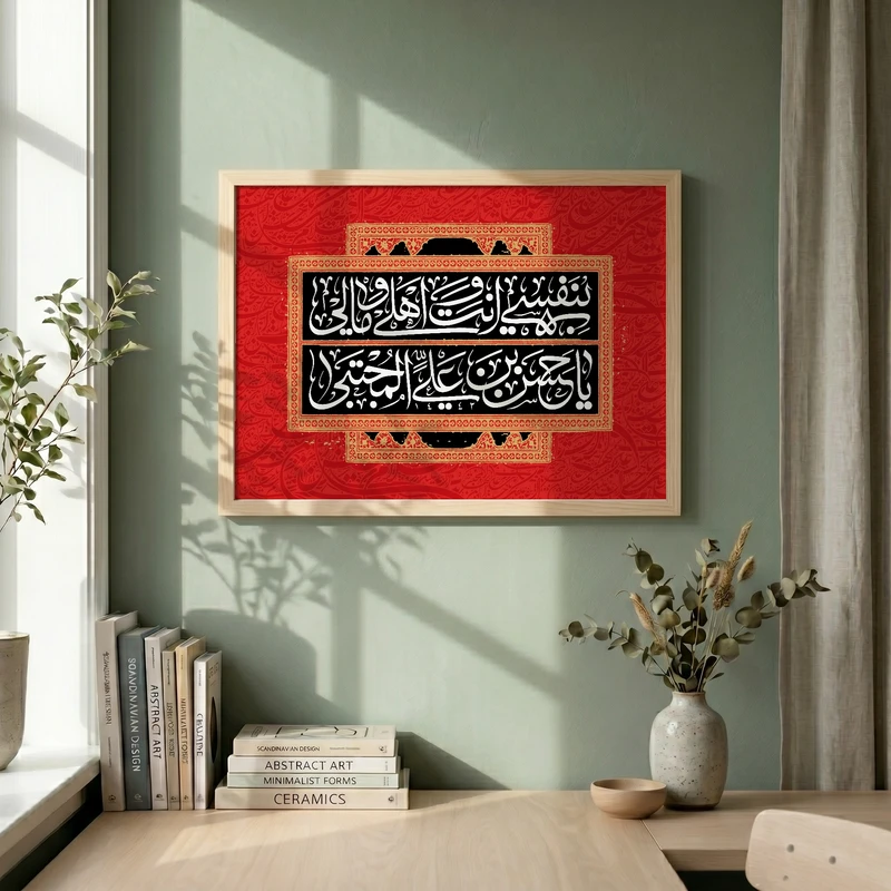 تابلو طرح یا حسن بن علی المجتبی مدل G15549 فریم کرم روشن