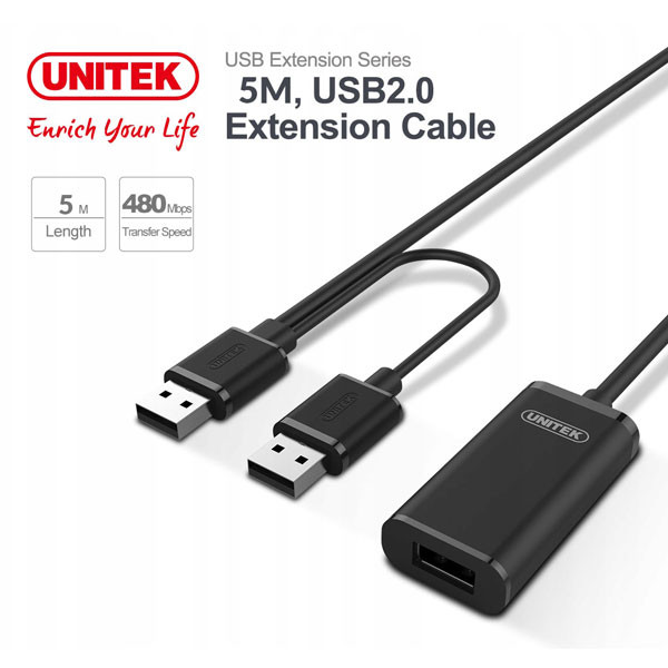 مبدل USB به USB2.0 یونیتک مدل Y-277 طول 5 متر 2