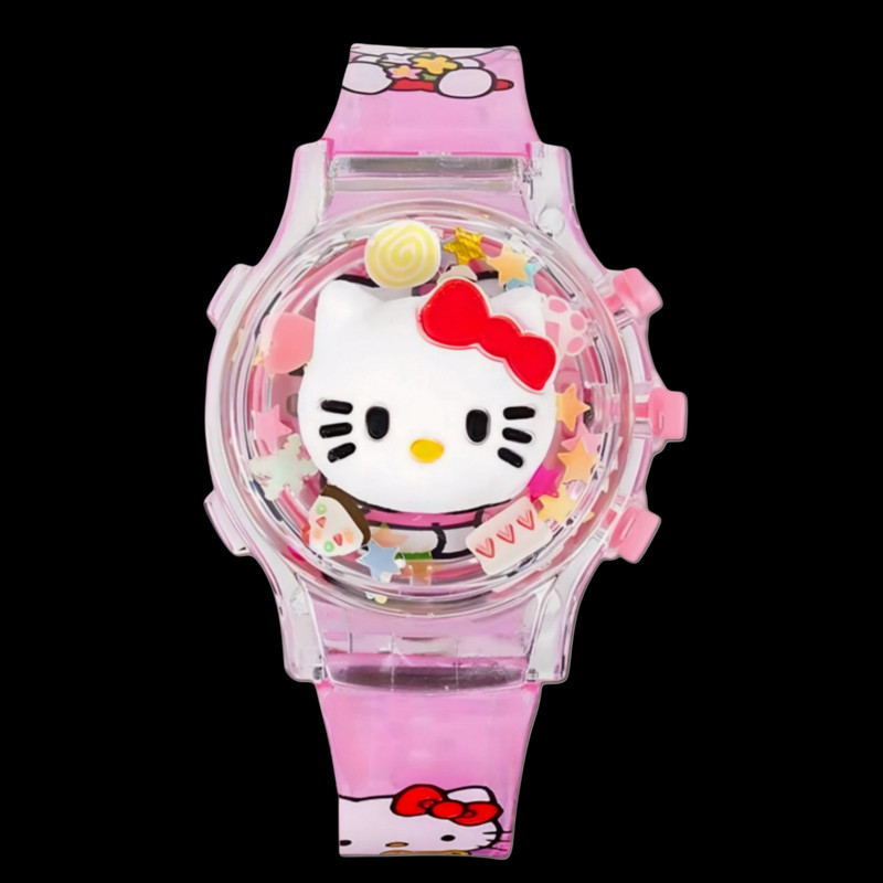 ساعت مچی دیجیتال دخترانه مدل بند سیلیکونی طرح هلو کیتی