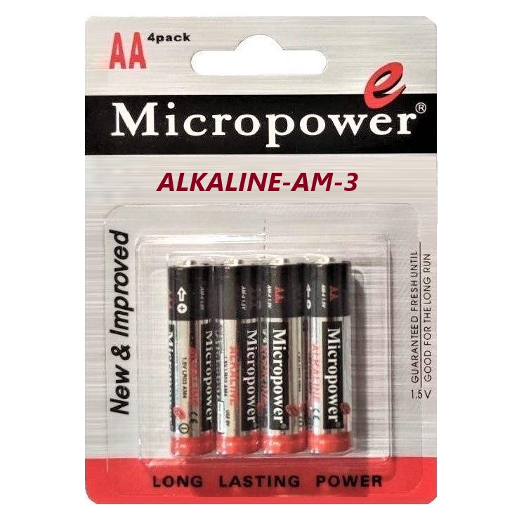 باتری نیم قلمی میکروپاور مدل AM-3 بسته 4 عددی