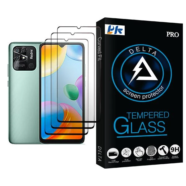 محافظ صفحه نمایش پی کی مدل Delta Glass MIX003 مناسب برای گوشی موبایل شیائومی Redmi 10C بسته سه عددی