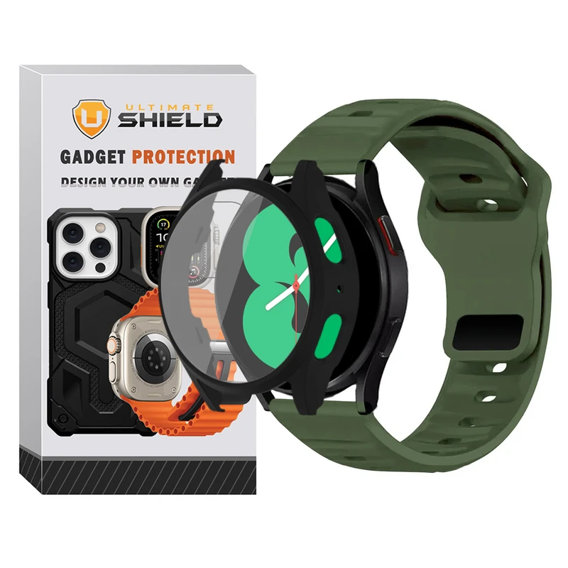 بند آلتیمیت شیلد مدل SPG_Sport_GRD مناسب برای ساعت هوشمند سامسونگ Galaxy Watch 4 44mm / 5 44mm به همراه کاور