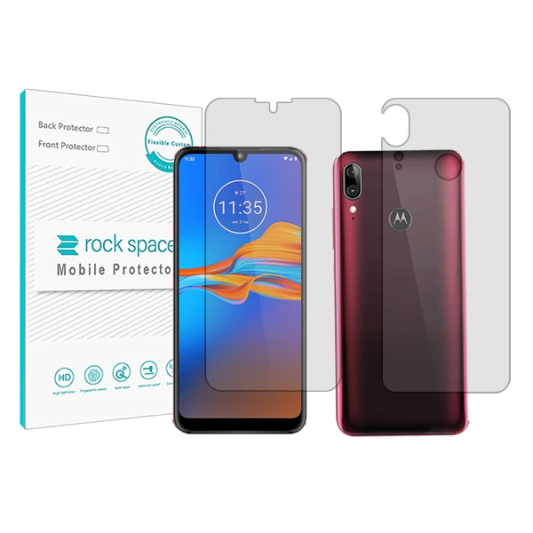 محافظ صفحه نمایش شفاف راک اسپیس مدل HyGEL مناسب برای گوشی موبایل موتورولا E6 Plus به همراه محافظ پشت گوشی