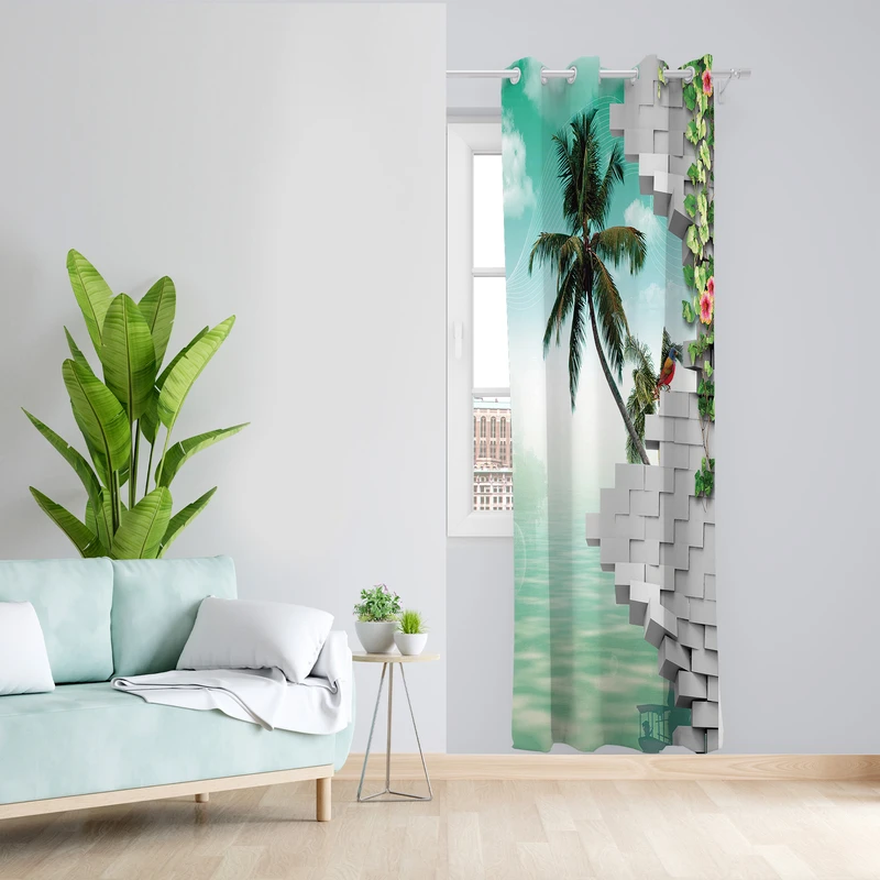 پرده طرح طاووس مدل مخمل پانچی کد 2504 z سایز 140x200 سانتی متر