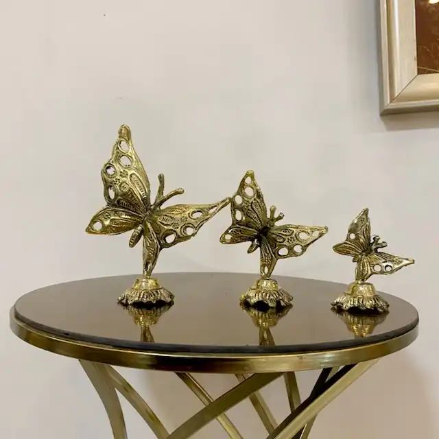 دکوری برنجی مدل استند پروانه829-512g بسته 3عددی