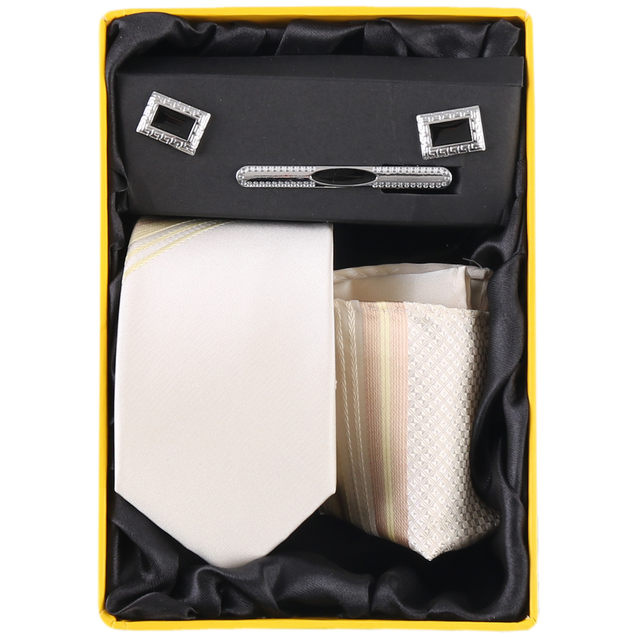 ست کراوات و دستمال جیب و دکمه سردست مردانه مدل FF-101828
