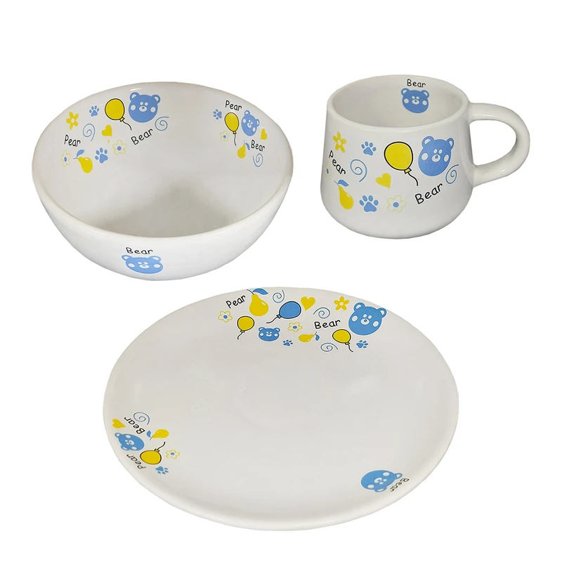 ظرف غذای کودک 3 تکه طرح خرسی کد 160281