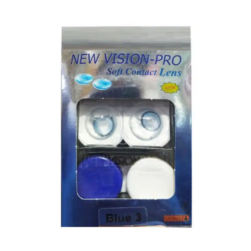 لنز چشم نیو ویژن پرو مدل B3 رنگ آبی متوسط دور مشکی
