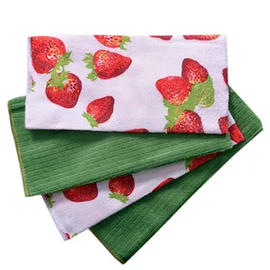 دستمال آشپزخانه مدل توت فرنگی مجموعه 4 عددی