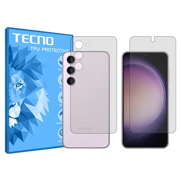 محافظ صفحه نمایش شفاف تکنو مدل HyGEL مناسب برای گوشی موبایل سامسونگ Galaxy S23 به همراه محافظ پشت گوشی 