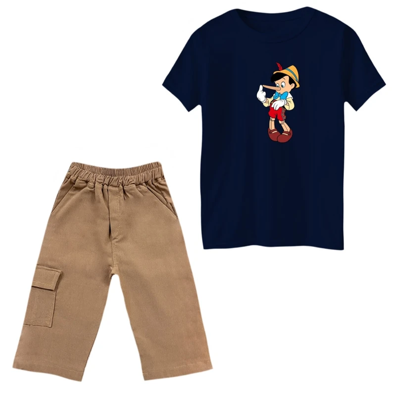 ست تی‌شرت و شلوارک پسرانه مدل پینوکیو
