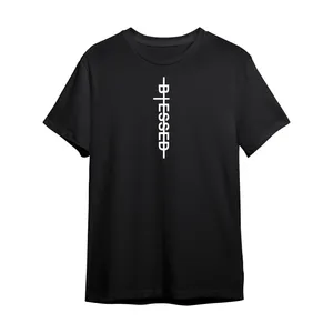 تی شرت آستین کوتاه زنانه مدل BLESSED کد P003 رنگ مشکی