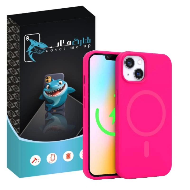 کاور شارک قاب مدل سیلیکونی پاک کنی مگ سیف دار مناسب برای گوشی موبایل اپل iPhone 13 / iPhone 14