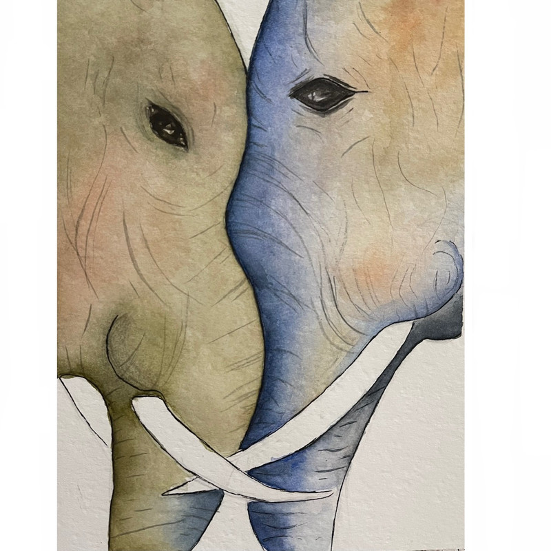 تابلو نقاشی آبرنگ طرح فیل