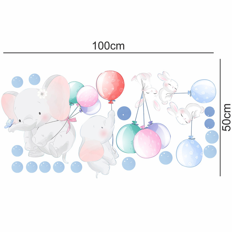 استیکر دیواری کودک راتیانا مدل بادکنک بازی دلفی و پنبه
