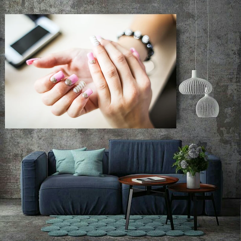 پوستر مدل بک لایت آرایشگاه زنانه طرح کاشت ناخن کد AR2560