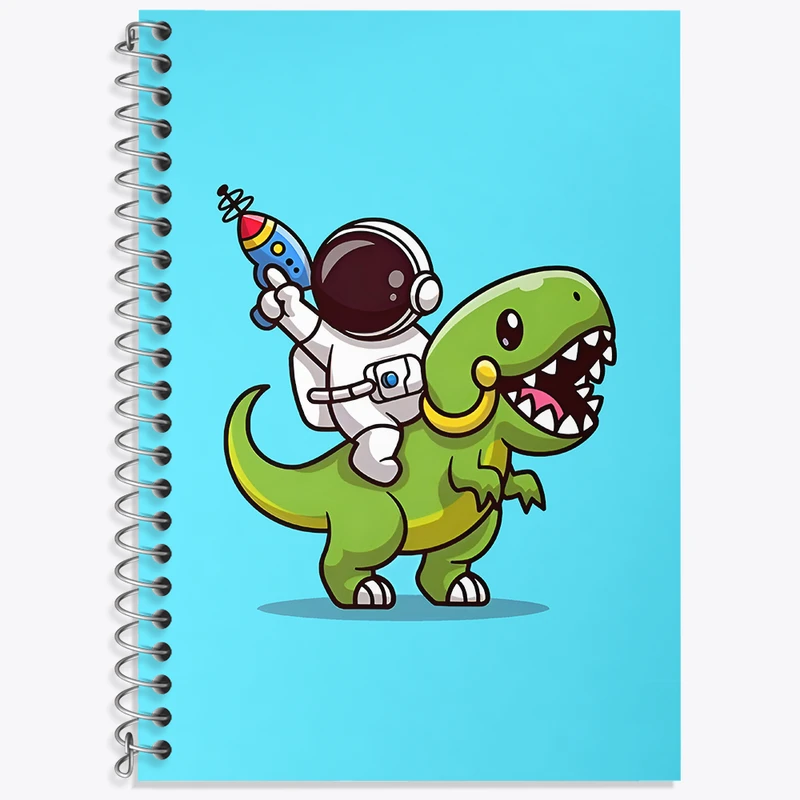 دفتر زبان 50 برگ خندالو مدل دو خط طرح فضانورد بامزه کد N5177