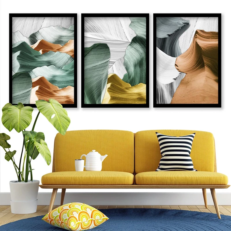 تابلو صبا طرح مدل دکوراتیو انتزاعی کد 190 مجموعه 3 عددی