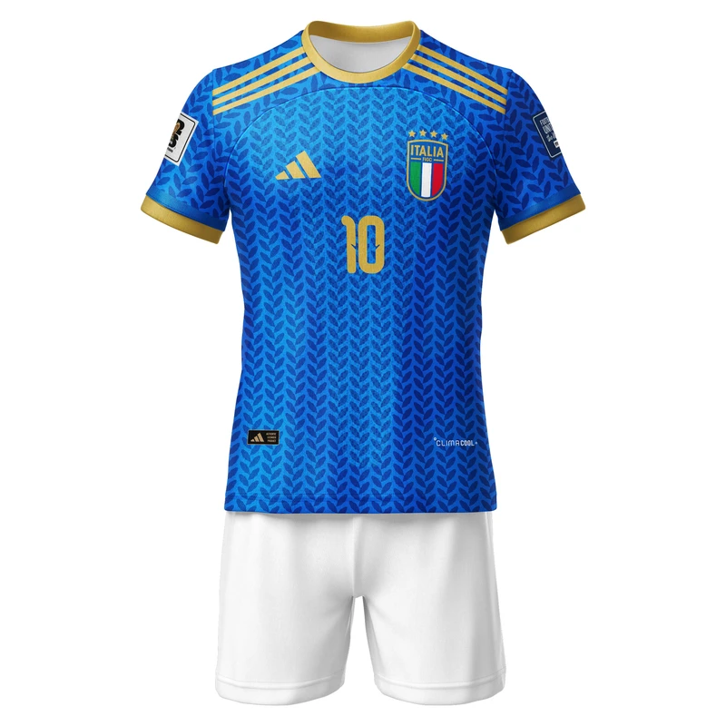 ست تی‌شرت و شلوارک ورزشی پسرانه مدل تیم ملی ایتالیا پلگرینی کد 528