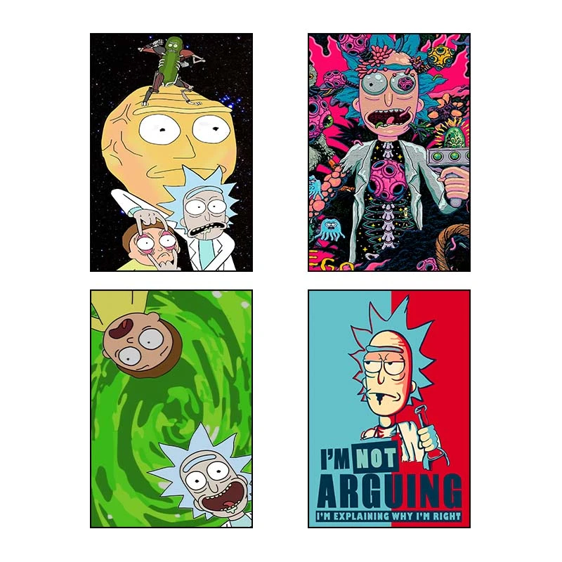 تابلو شاسي کارنيکا طرح ریک و مورتی Rick and Morty کد 13866 مجموعه 4 عددی