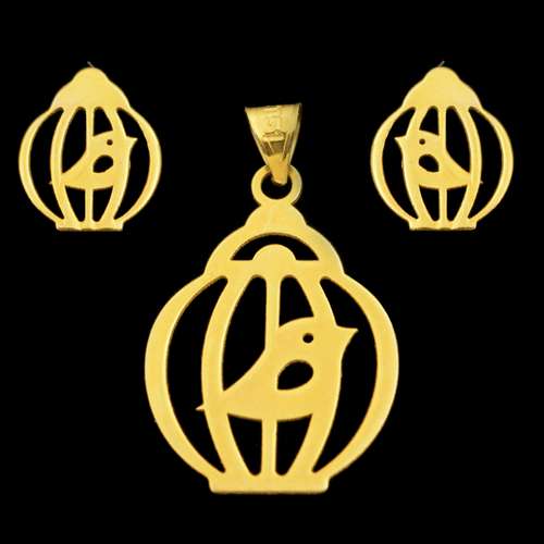 نیم ست طلا 18 عیار دخترانه طلای مستجابی مدل پرنده و قفس کد 67120
