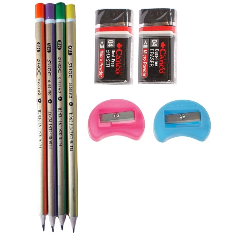 پاک کن کنکو مدل مهر 98 به همراه تراش و مداد مشکی مجموعه 8 عددی 