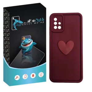 کاور شارک قاب مدل سیلیکونی سولید طرح قلب مناسب برای گوشی موبایل سامسونگ Galaxy A51