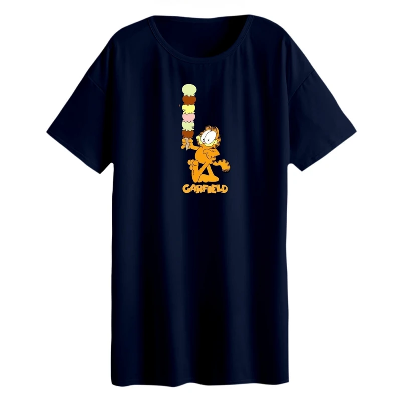 تی شرت لانگ زنانه مدل گارفیلد و بستننی