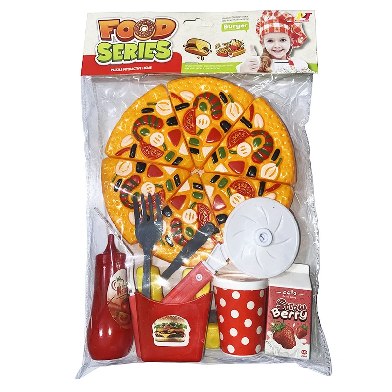 ست اسباب بازی سینی فست فود مدل پیتزا طرح برشی کد 788C-9