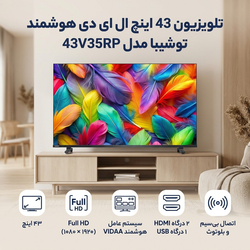 تلویزیون 43 اینچ ال ای دی هوشمند توشیبا مدل 43V35RP