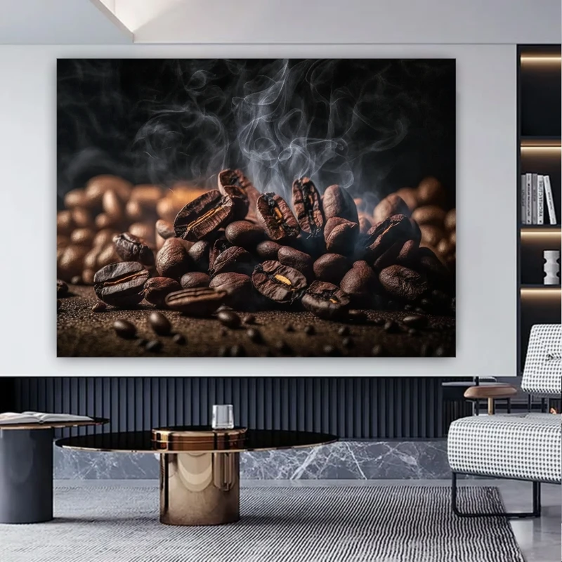 پوستر پارچه ای طرح مخمل دانه قهوه مدل عطر قهوه کد FP106455