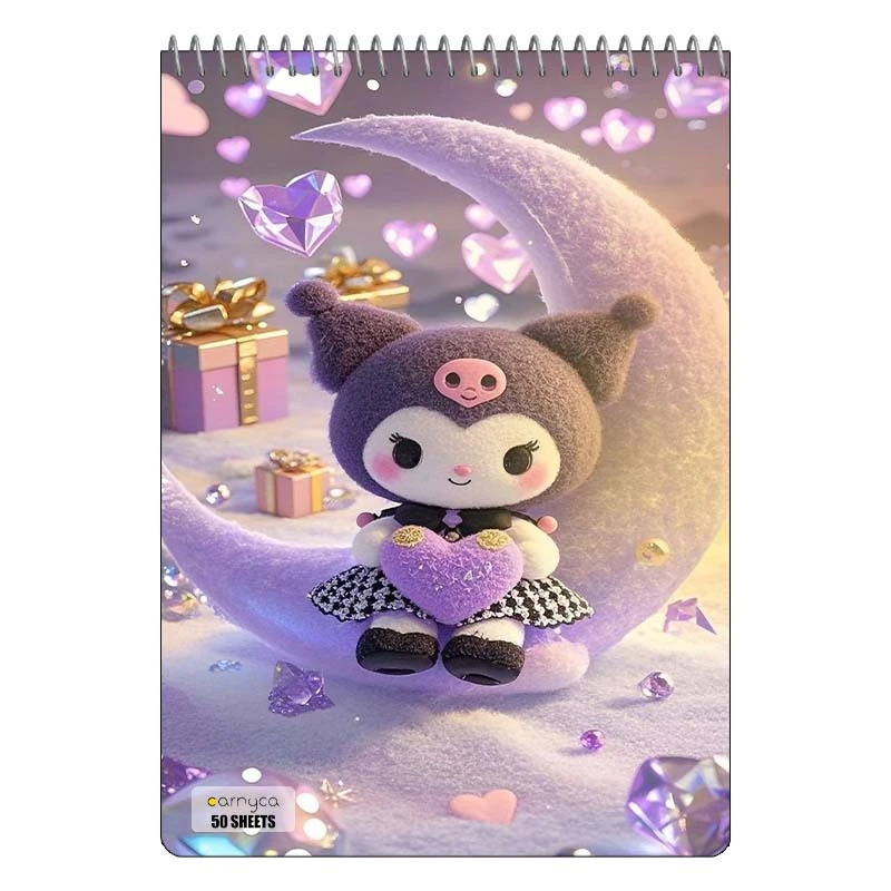 دفتر نقاشی 50 برگ سیمی کارنیکا طرح مای ملودی و کورومی My Melody & Kuromi کد 18058