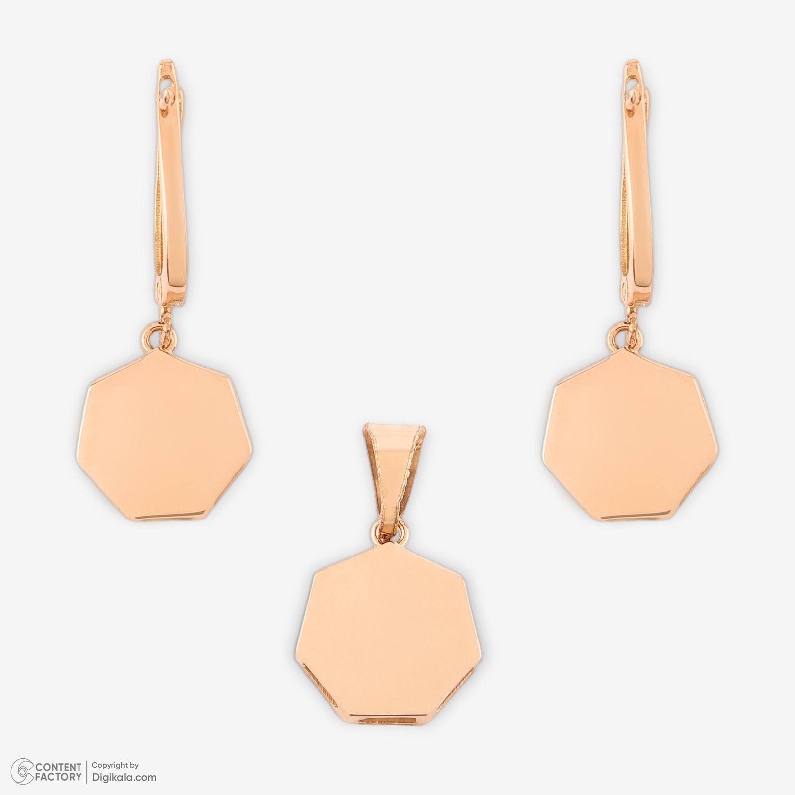 نیم ست طلا 18 عیار زنانه حافا گلد مدل شش ضلعی کد nim02 -  - 7