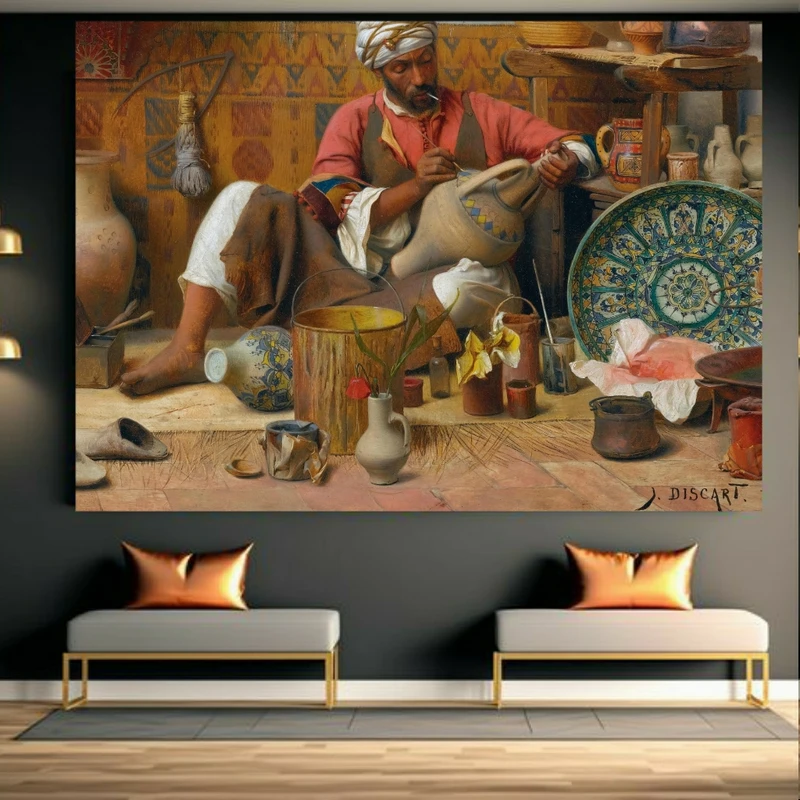 تابلو بوم طرح مخمل فرانسوی اثر ژان دیسکارت هنر سفالگری کد AR304233