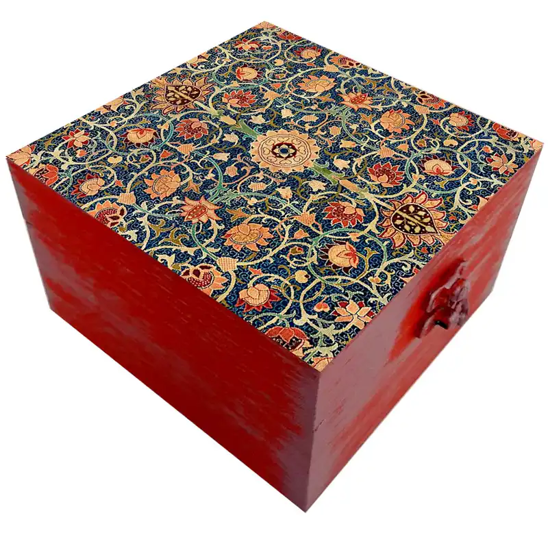 جعبه هدیه چوبی مدل هنری طرح کاشی کد SB50