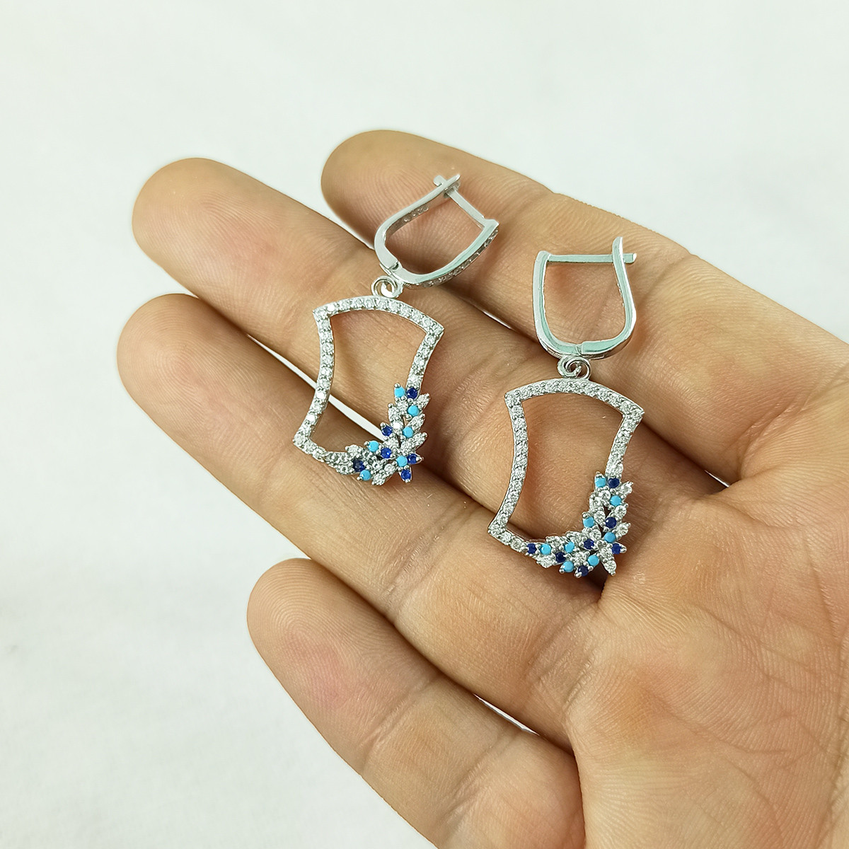 نیم ست نقره زنانه سلین کالا مدل مستطیل کد pc1-3