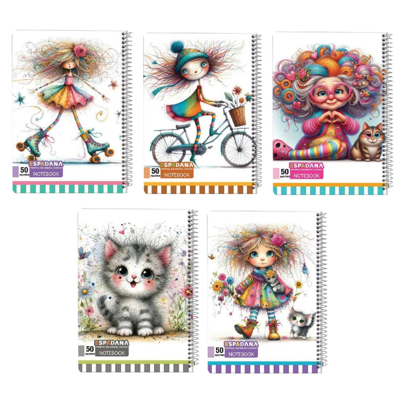 دفتر نقاشی 50 برگ اسپادانا مدل وروجک کد 500812457 مجموعه 5 عددی