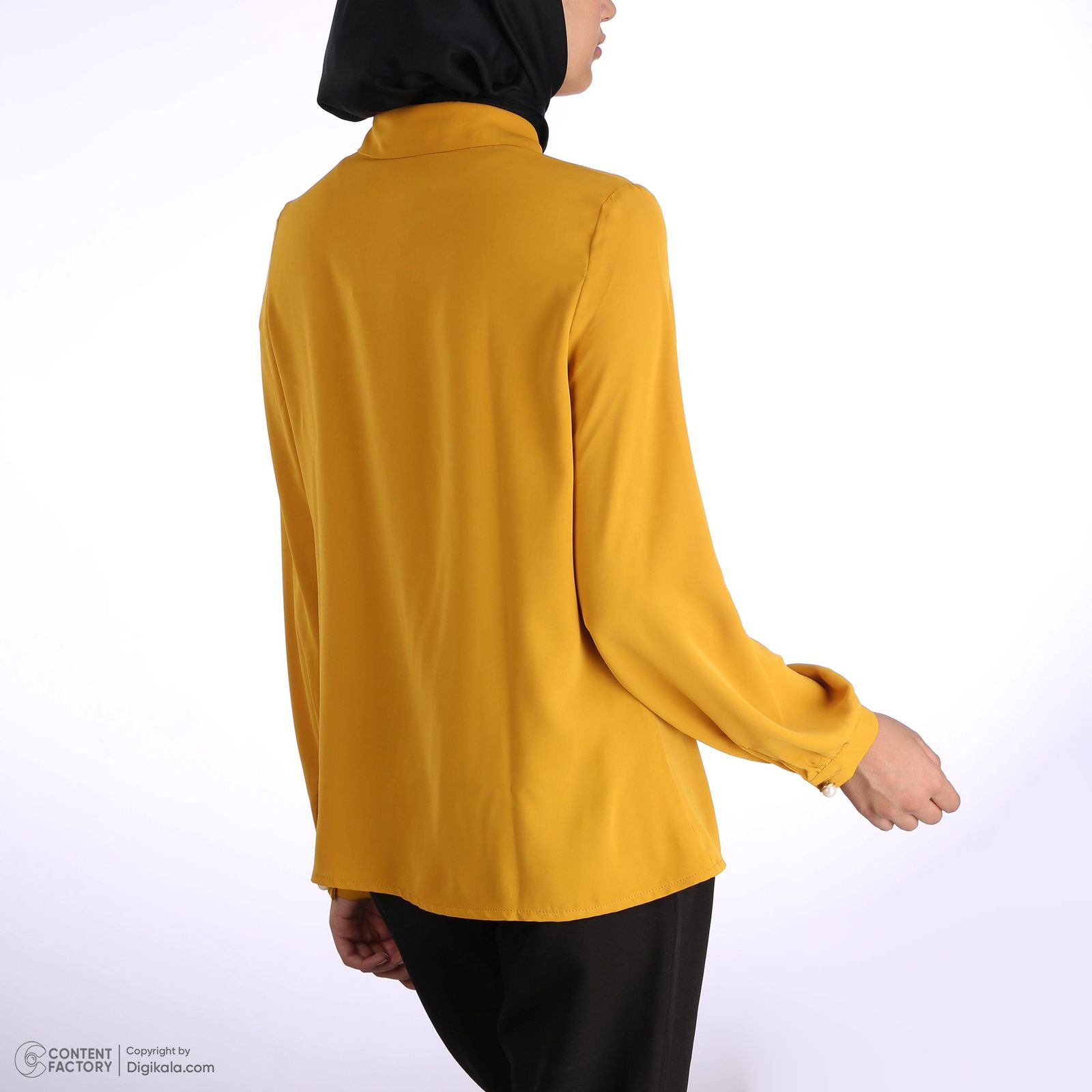 شومیز آستین بلند زنانه برنس مدل آبنوس رنگ خردلی -  - 11