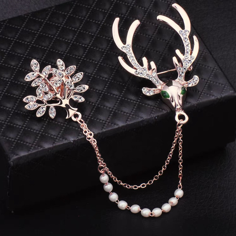 گل سینه زنانه مدل درخت و گوزن کد 00579